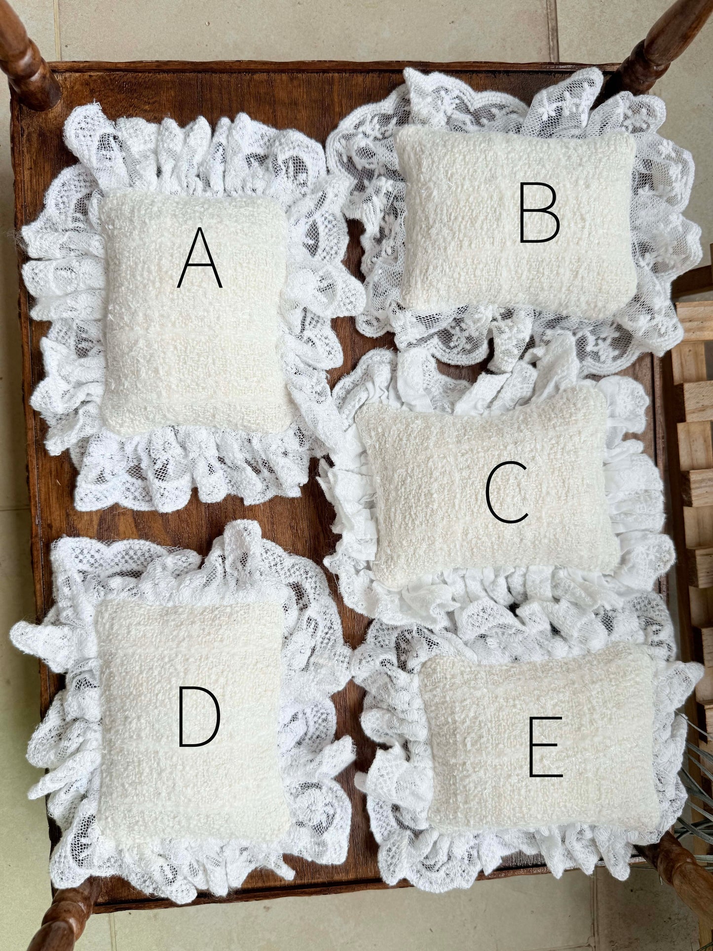 Handmade Mini Pillows for Blythe. Miniature Accent Pillows. Lace Miniature Bed Pillows